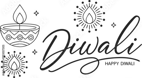 Elegant Diwali greeting with diya and festive fireworks, perfect for joyous celebrations and cultural events