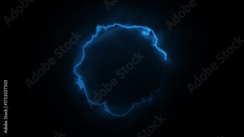 Electric blue energy circle motion background, glowing plasma ring portal animation on dark with alpha channel