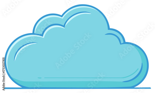 Stylized cartoon blue cloud icon with outlines for design and illustration