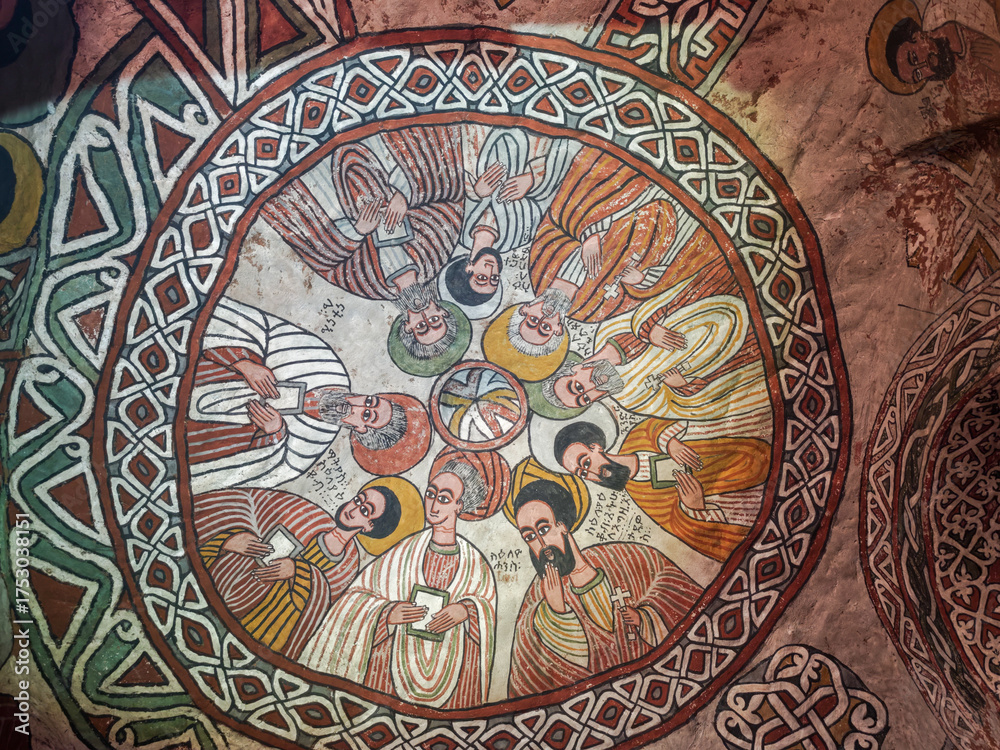 Fototapeta premium The old paintings of Abuna Yemata Guh near Megab on Ethopia