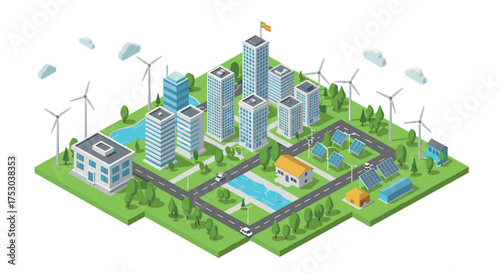Sustainable urban development with eco-friendly technology and green energy sources