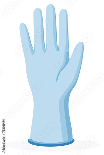 Single light blue medical glove isolated on a white background illustration