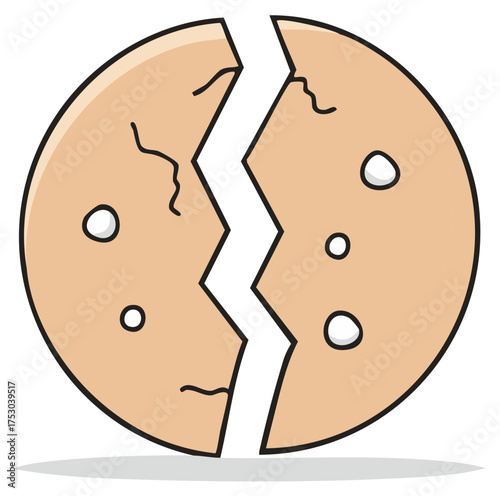 Vector graphic of a cracked brown eggshell illustrating damage or emergence