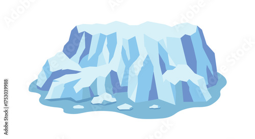 Melting glacier iceberg in flat design