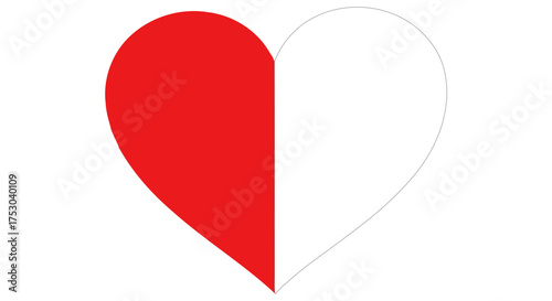 Illustration of red and white heart design for love valentine romance health care cardiology and relationship 100 on transparent background