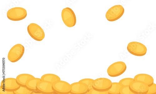 Golden coins falling on transparent background