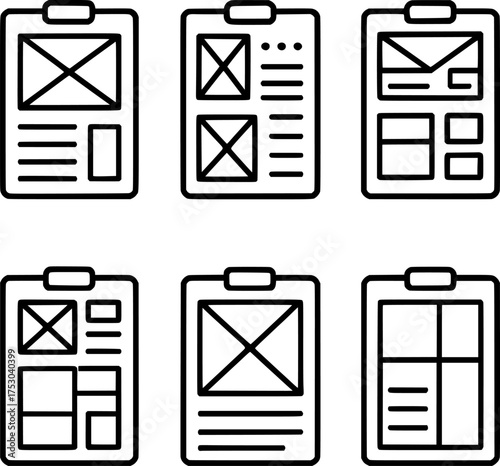 artboard design layout vector icon set