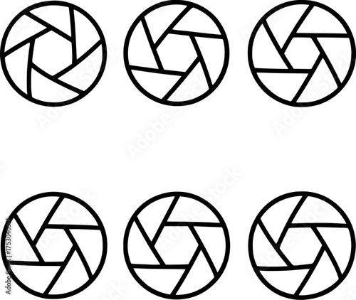 camera aperture vector icon set