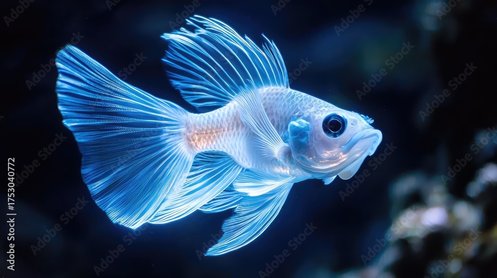 Fototapeta premium A fish with an ethereal glow in its fins that seems to flicker like a distant star