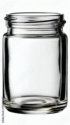 Clear Glass Vial Or Small Jar On White Background