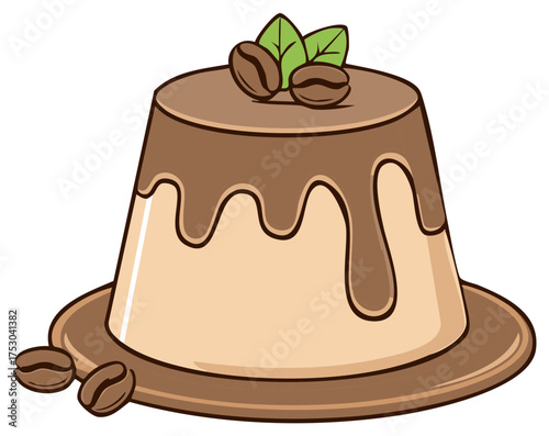 Delicious Pudding Dessert with Chocolate Topping and Coffee Beans for Food Lovers and Sweet Treat Enthusiasts