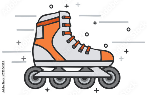 Colorful inline skate vector illustration showing speed and motion for active lifestyle and sports concept