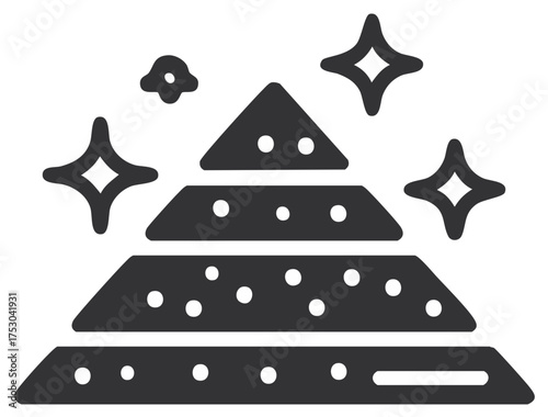 Iconic Pyramid and Starry Elements in a Graphic Design