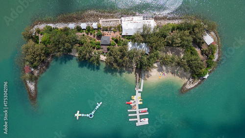 Aerial view on a small island near Pantai Kok, Langkawi island, Malaysia.