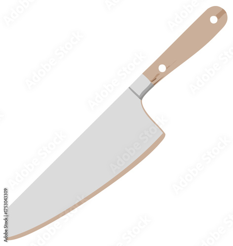 Professional chef knife with sturdy wooden handle for culinary food preparation