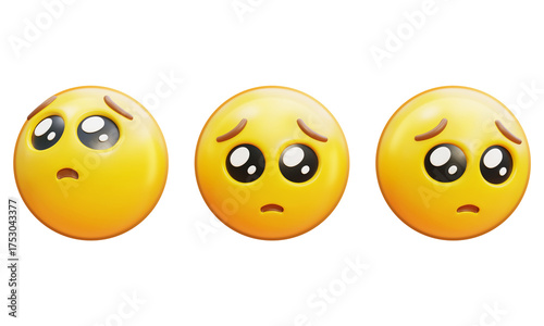 Canvastavla Three Pleading Face Emoji 3D graphic