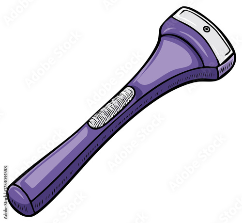 Purple long-handled back shaver cartoon illustration for personal grooming and hair removal