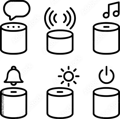 ai smart assistant voice command icons