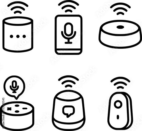 ai voice assistant smart speaker line icons