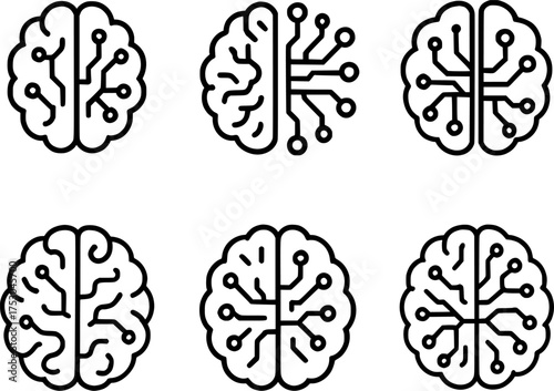 artificial intelligence brain network connection vector icon