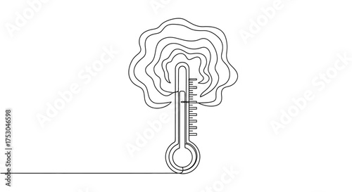 Thermometer showing high temperature with heat waves emanating from it