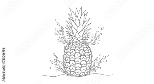 Fresh pineapple splashing into water, creating dynamic liquid motion and refreshing coolness.