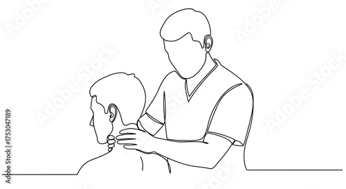 Therapist gently massaging a client's neck and shoulders for relaxation and relief.