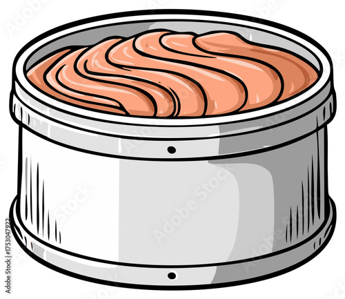 Canned Salmon Illustration Style Preserved Food Meal Option