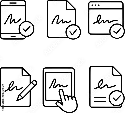 digital signature approval app icon set
