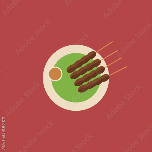 Satay madura indonesia traditional food vector illustration. Sate Indonesian street food