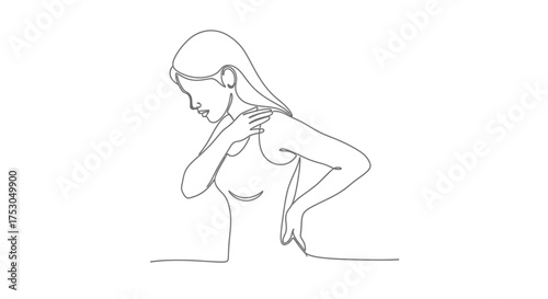 Woman experiencing shoulder pain and discomfort with a pained expression.