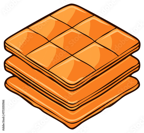 Stacked orange square cushions graphic art illustration