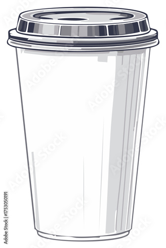 Coffee cup illustration, take away container, to go mug, coffee shop branding design concept.