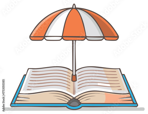 Open book protected by an umbrella on a surface a conceptual illustration
