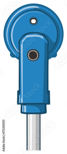 Blue foosball player figure on a metal rod close up vector illustration