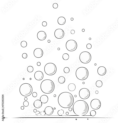 Effervescent Bubbles Rising Up Abstract Outline Illustration Carbonation Concept