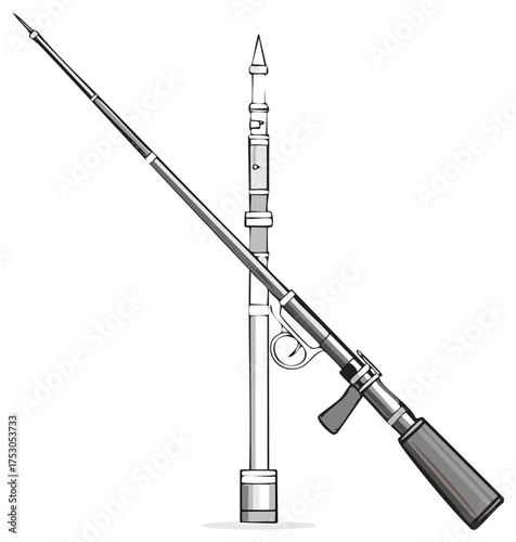 Speargun and Harpoon Line Art, Hunting Weapons