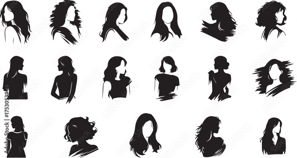 Naklejka premium set of women silhouettes vector