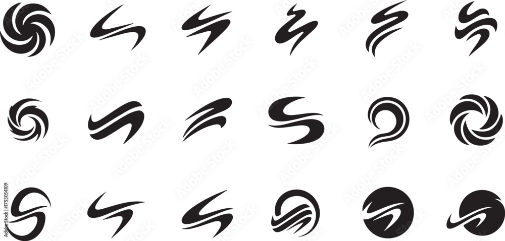 Obraz premium set of black and white symbols icons