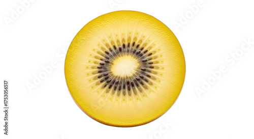 Isolated golden kiwi slice, vibrant yellow color, delicious and healthy fruit, studio shot