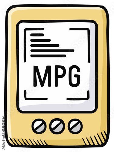 Stylized MPG Display Device for Fuel Efficiency Cartoon Graphic