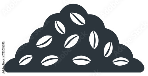 Pile of coffee beans illustration. Roasted coffee beans heap.
