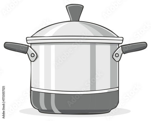 Shiny Metal Stockpot with Lid and Handles for Cooking and Kitchen Use