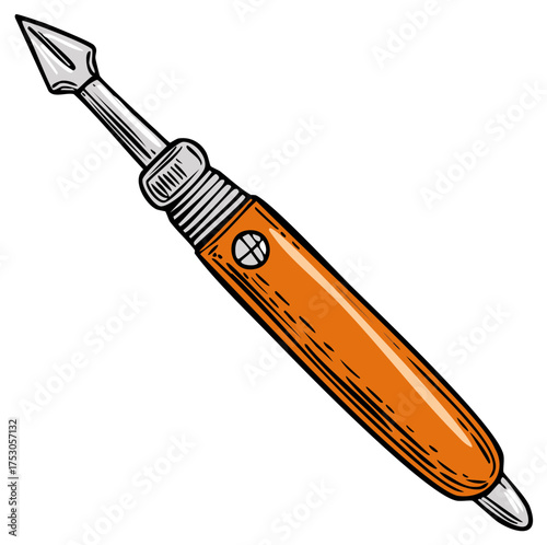 Illustration of a Soldering Iron Tool, Vector Illustration