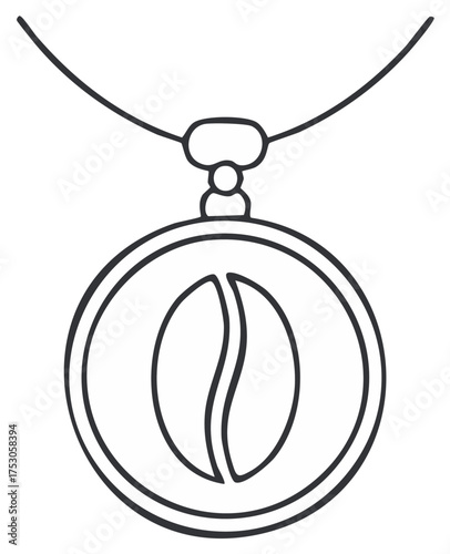 Coffee bean pendant outline vector Jewelry accessory design for coffee lovers minimalist line art
