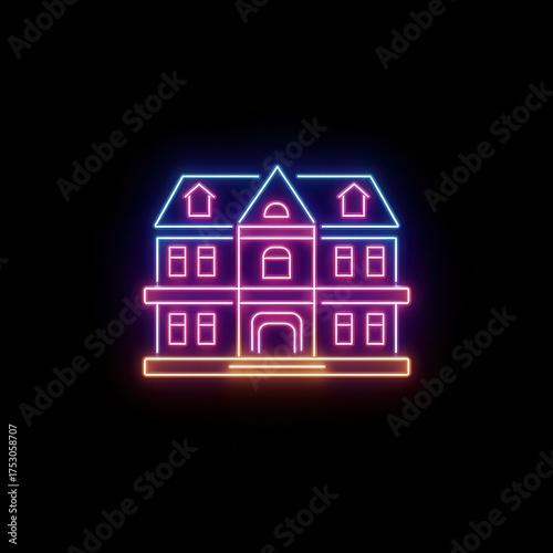 High quality photo of a neon building illustration