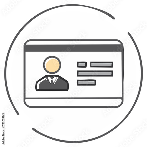 Stylized Employee ID Badge Illustration with Profile and Information Fields