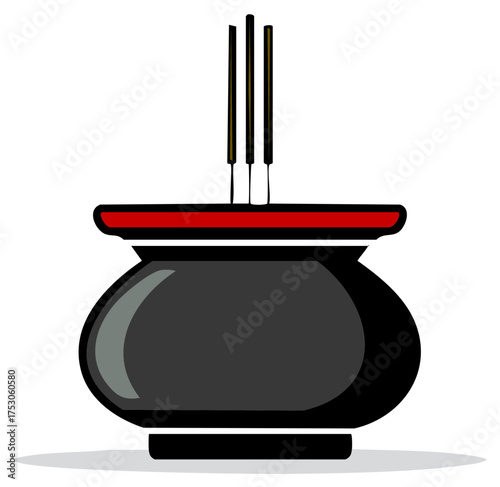 Ceremonial Incense Burner with Three Sticks Symbolic of Prayer Meditation and Spiritual Practice