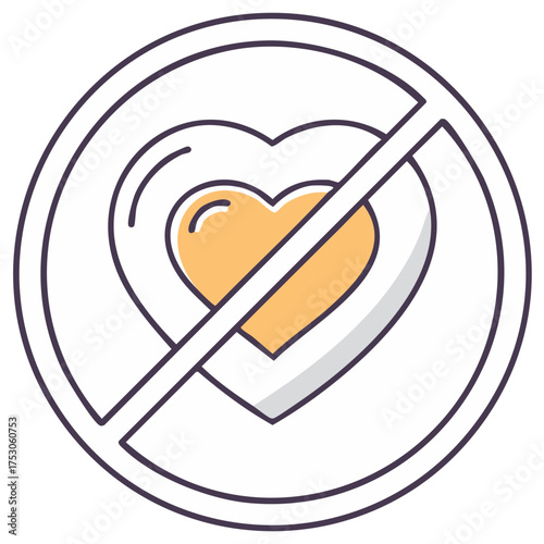 No Love Icon Representing Forbidden Relationships Unwanted Feelings or Dislike