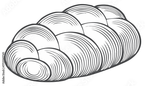 Illustration of a loaf of braided bread in black and white